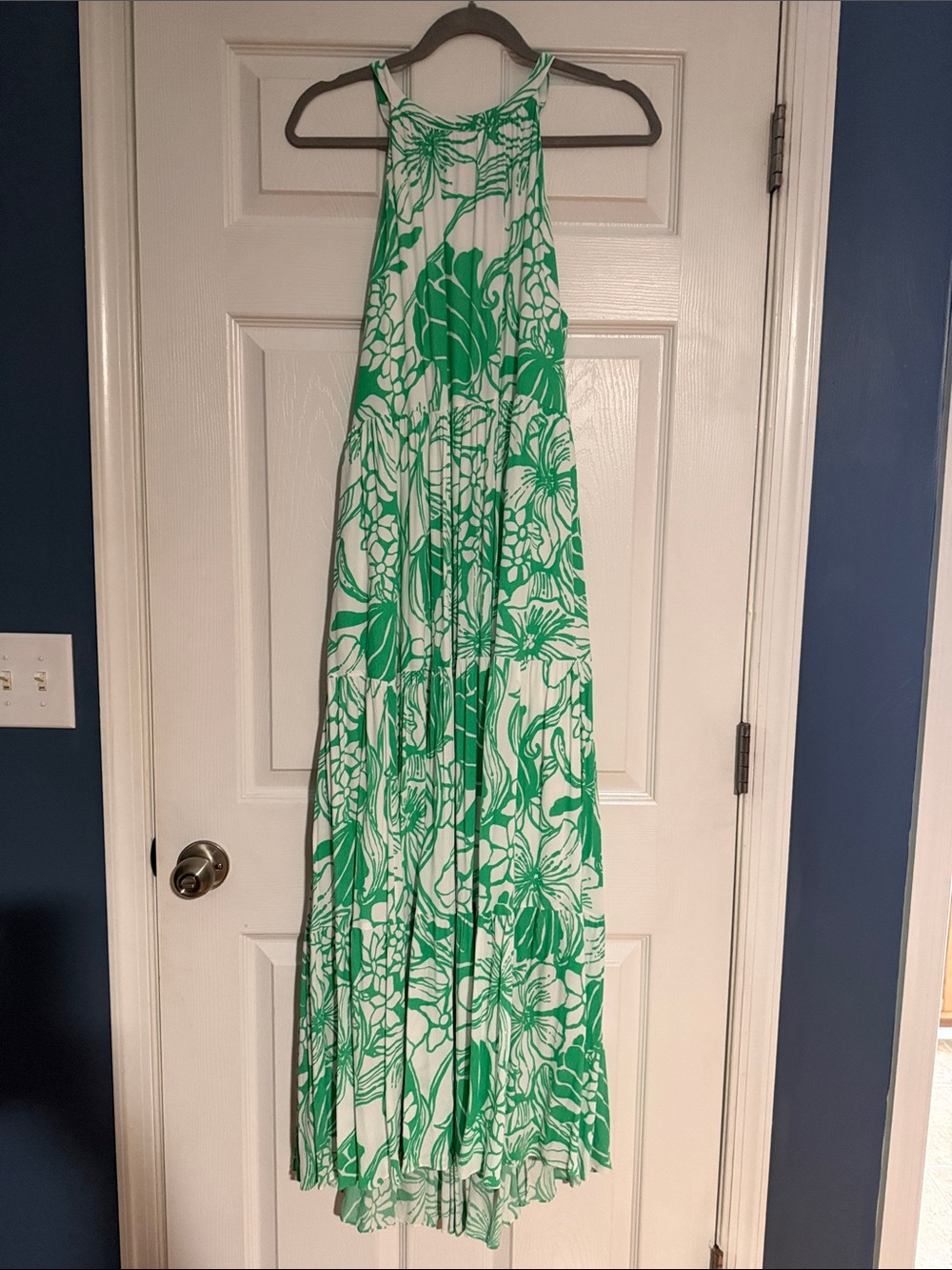 Lilly Pulitzer Green and White Floral Maxi Dress